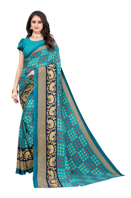 Fancy Georgette Printed Saree With blouse